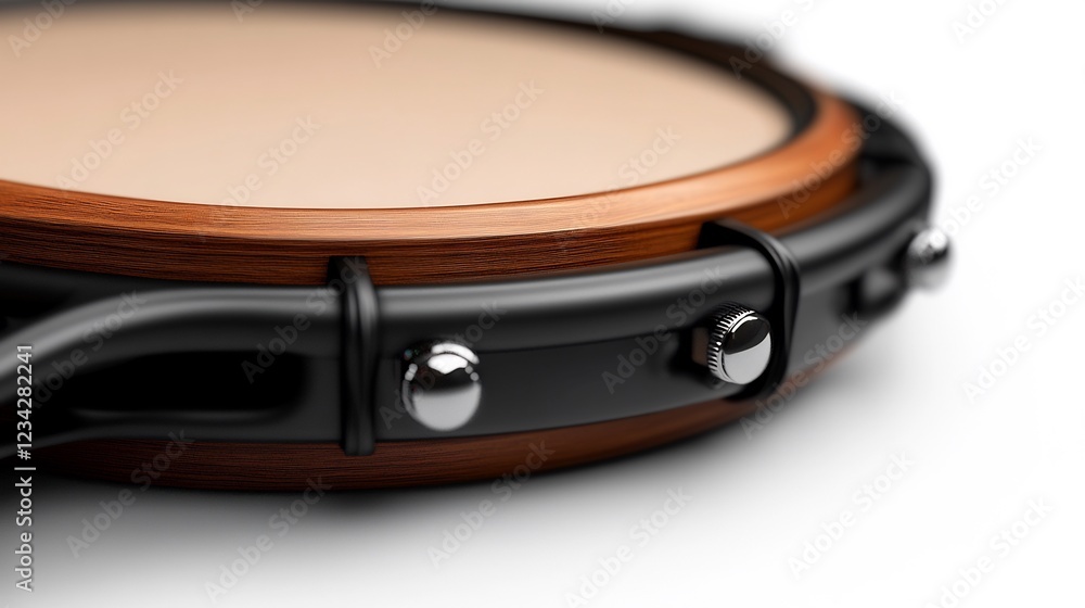 Close-up of a Wooden and Black Drum, Musical Instrument Detail Close-up of a Wooden and Black Drum, Musical Instrument Detail