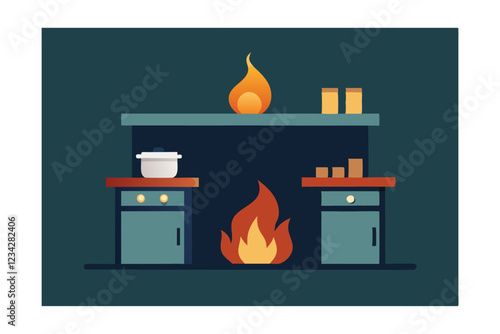 vector illustration of a fireplace