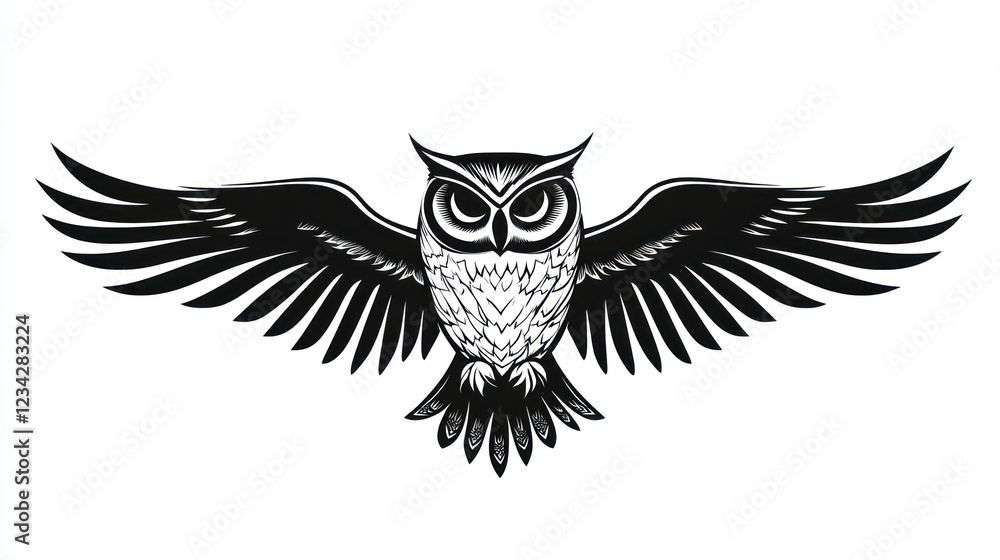 Obraz premium owl in tribal style tatto design isolated on white background
