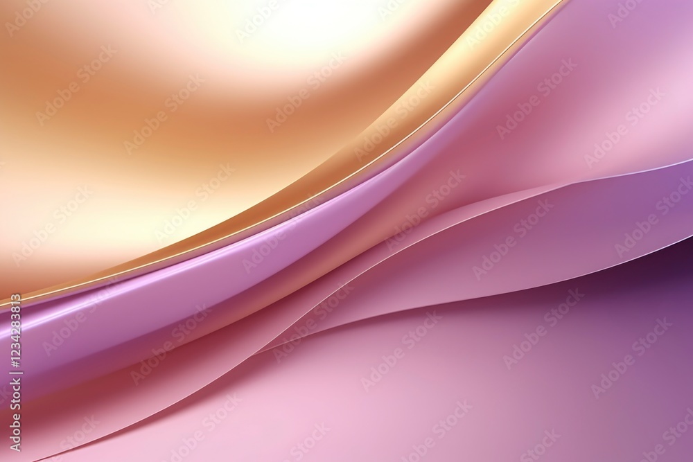 Fototapeta premium Pastel plum and gold wave with open center curve