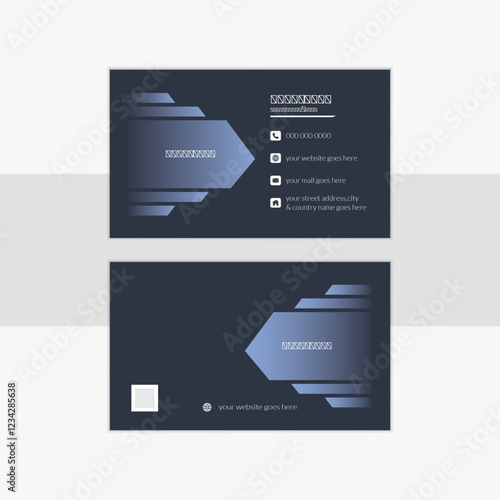 Simple corporate business card design with  Black color combination, Futuristic business card design, Vector illustration print template.

