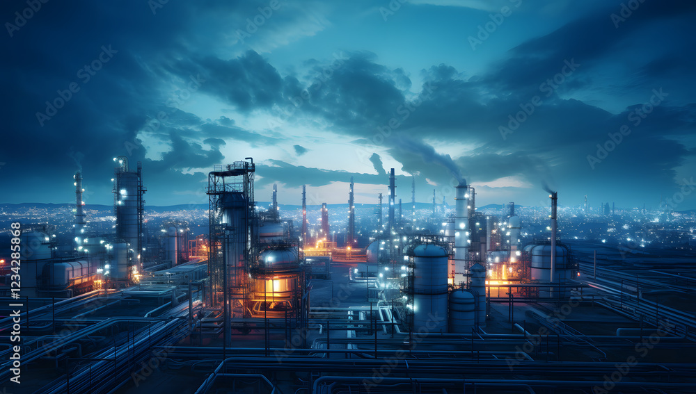 The tank is in the light of the industrial area. With the sky of the sunset.
The tank is in the light of the industrial area. With the sky of the sunset.