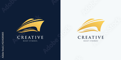 Speedboat Jetboat Motorboat water sea ocean wave logo design