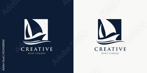 Luxury Sail Boat Design logo isolated on white background