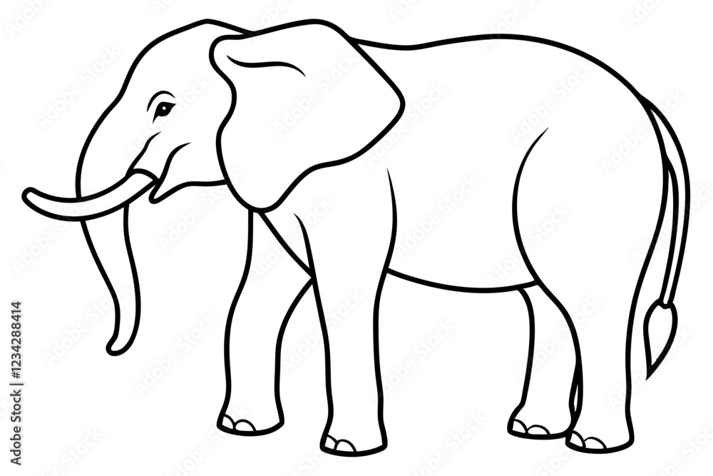 Minimalist Elephant Line Art Vector Minimalist Elephant Line Art Vector