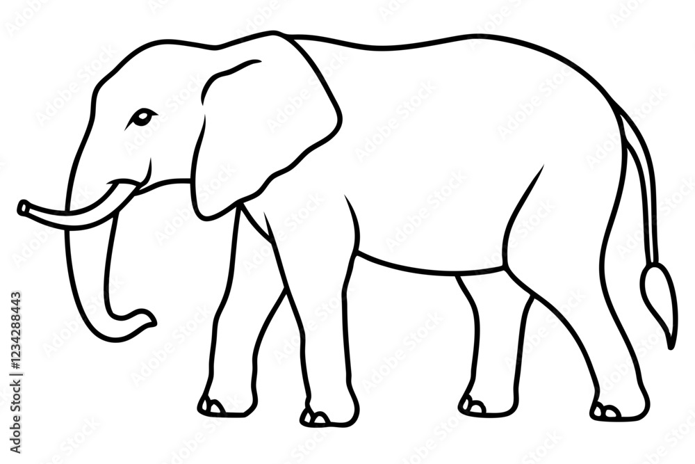 Minimalist Elephant Line Art Vector Minimalist Elephant Line Art Vector
