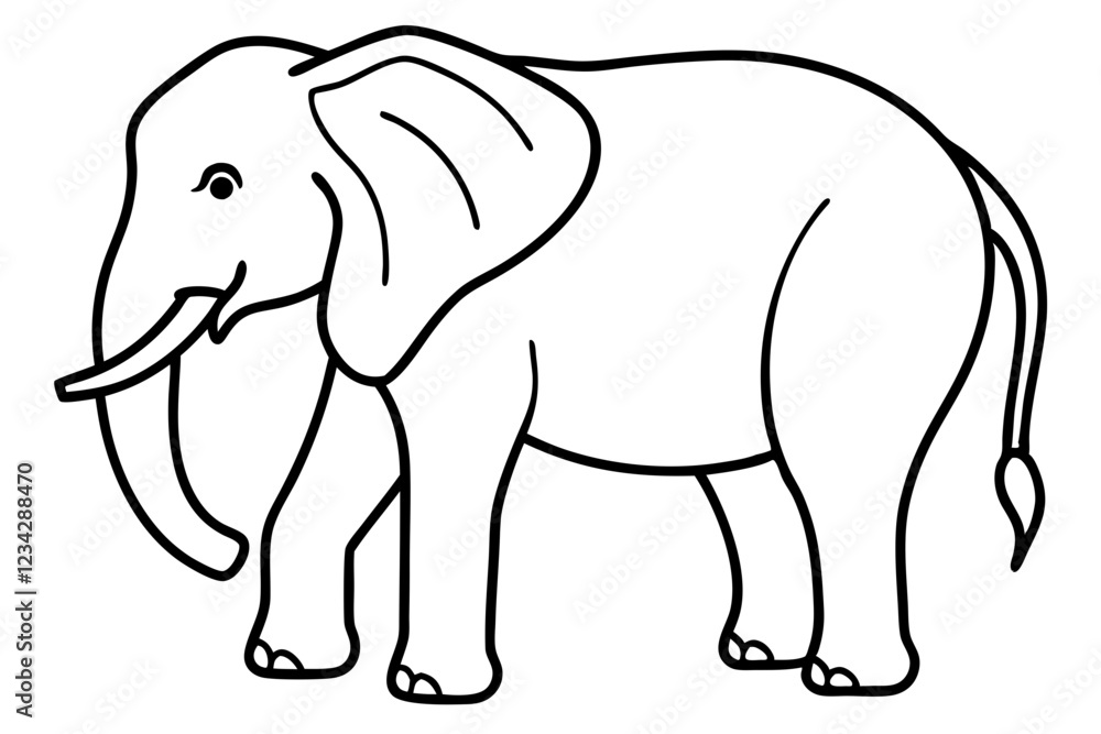 Minimalist Elephant Line Art Vector Minimalist Elephant Line Art Vector