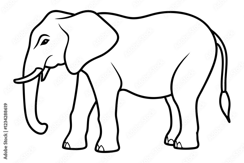Minimalist Elephant Line Art Vector Minimalist Elephant Line Art Vector