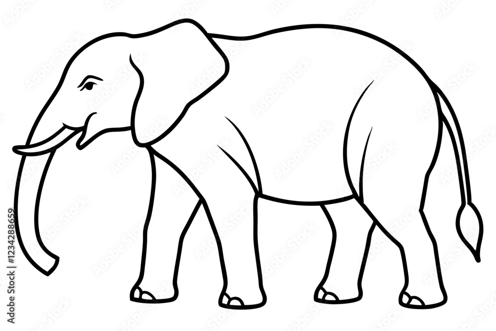 Minimalist Elephant Line Art Vector Minimalist Elephant Line Art Vector