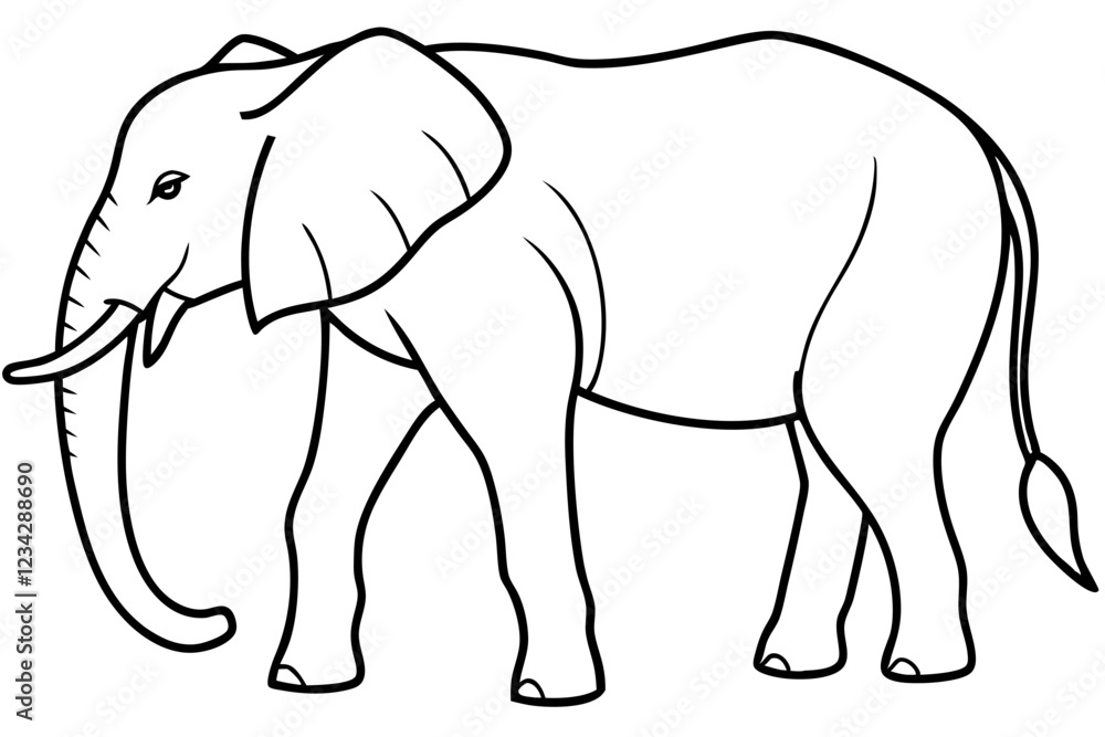 Minimalist Elephant Line Art Vector Minimalist Elephant Line Art Vector