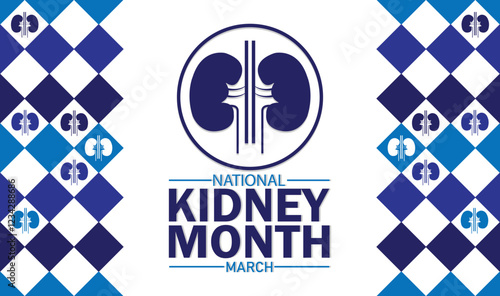 National Kidney Month. March. Vector illustration. Design for banner, poster or print.