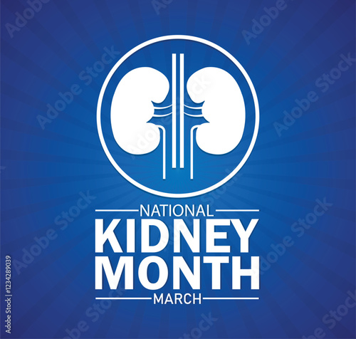National Kidney Month. March. Holiday concept. Template for background, banner, card, poster with text inscription. Vector illustration