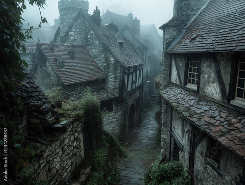 Old medieval looking village photo