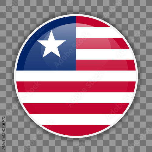 Liberian flag icon on checkered background. Round vector icon for mobile apps, UI or web design