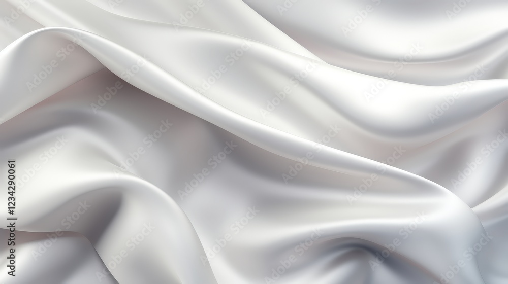 Fototapeta premium Soft and Flowing White Satin Fabric with Gentle Curves and Creases Reflecting Light for Elegant Textures and Backgrounds