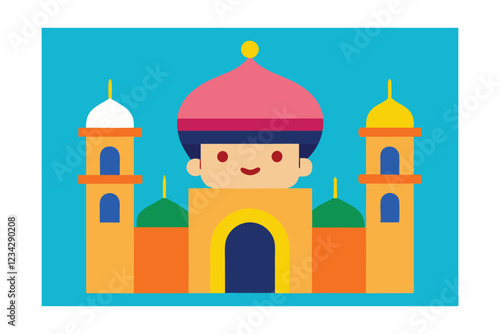 vector illustration of a church in the morning