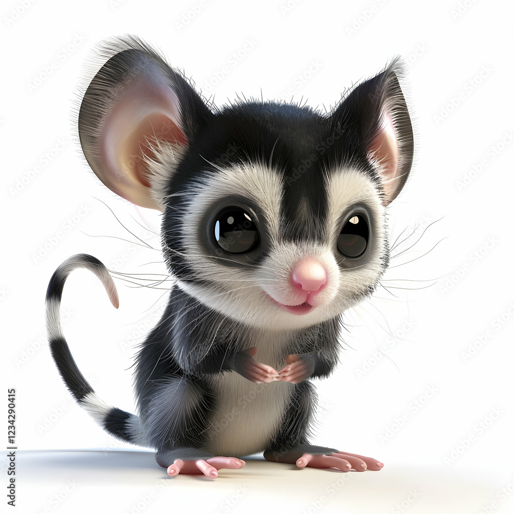 Fototapeta premium Cute and Playful Cartoon Mouse Character with Big Eyes and Smile