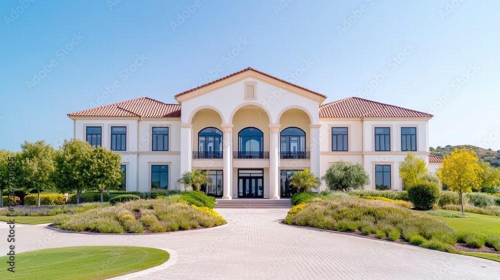 Grand Mediterranean Villa with White Stucco and Terracotta Roof Grand Mediterranean Villa with White Stucco and Terracotta Roof