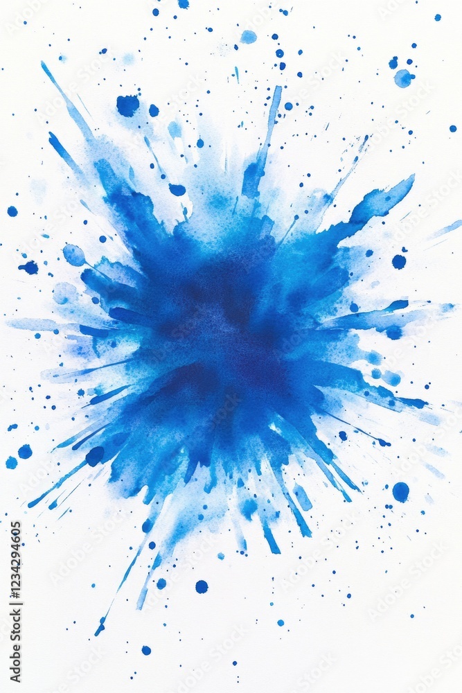 A blue paint splatter on a white background, perfect for creative projects A blue paint splatter on a white background, perfect for creative projects
