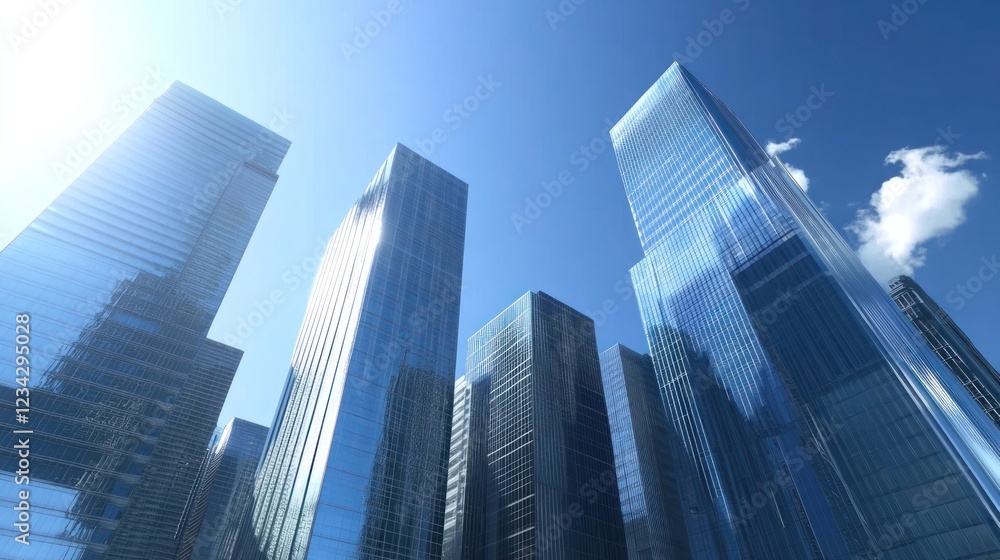 Skyward View of Modern Skyscrapers Skyward View of Modern Skyscrapers
