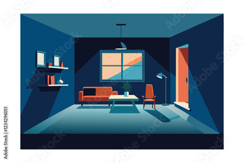 interior of a room with a window