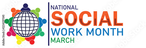 National Social Work Month. March. Vector illustration. Design element for banner, poster or card.