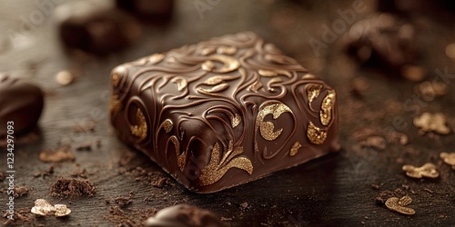 Close up of Exquisite Wrapped Chocolate Candy Premium Dessert Photography photo