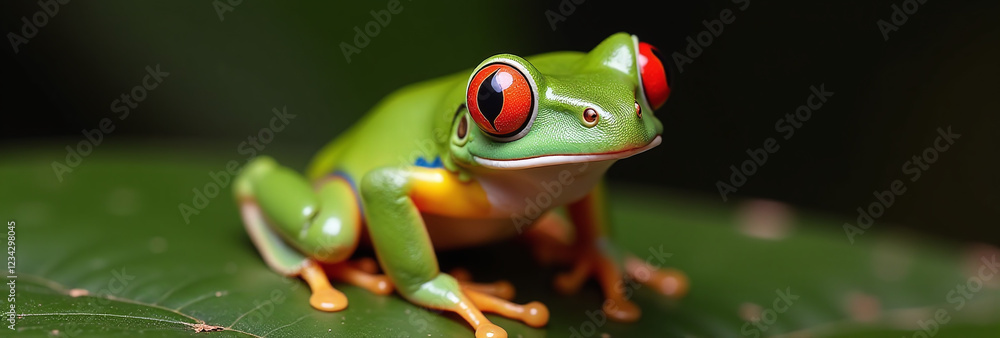 Fototapeta premium agalychnis callidryas small tree frog native central south america distinctive red