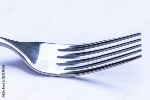 A close-up shot of a fork on a white surface, great for food and still life photography