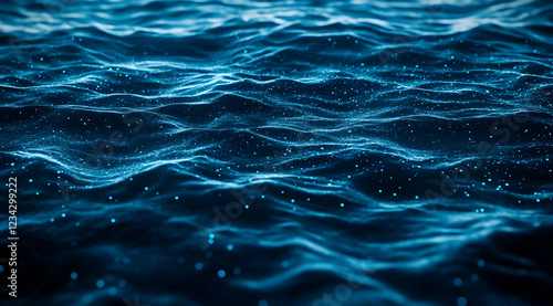 Fototapeta Naklejka Na Ścianę i Meble -  Abstract blue background with digital waves and dots