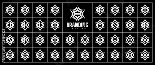 Luxury line sparkle star letter A-Z logo bundle