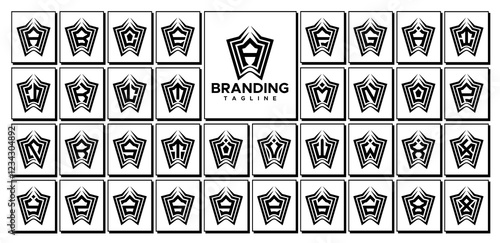 Sharp line abstract monogram letter A-Z logo set