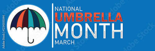 National Umbrella Month. March. Vector illustration. Design element for banner, poster or card.