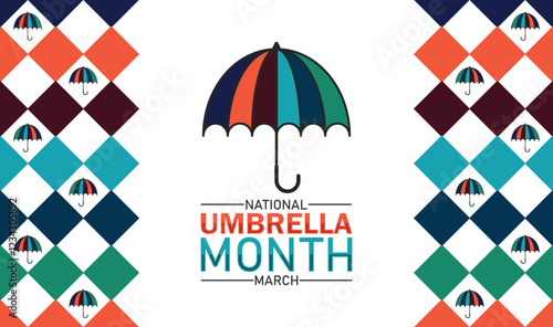 National Umbrella Month. March. Vector illustration. Design for banner, poster or print.