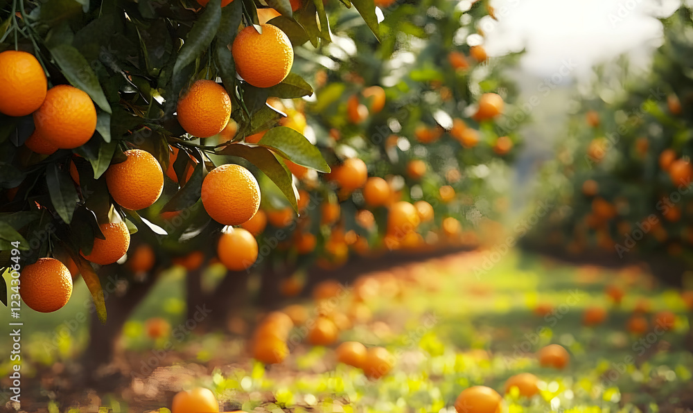 an orange grove with lots of oranges growing on the trees, Generative AI an orange grove with lots of oranges growing on the trees, Generative AI