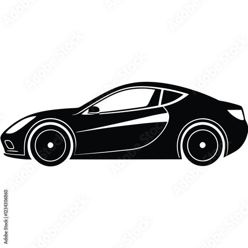 A basic car design with two wheels and windows, vector style