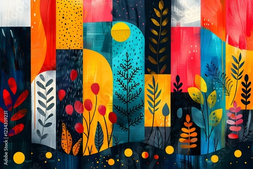 Eid Festivities Celebrated Through a Vibrant Abstract of Traditional Patterns and Playful Shapes