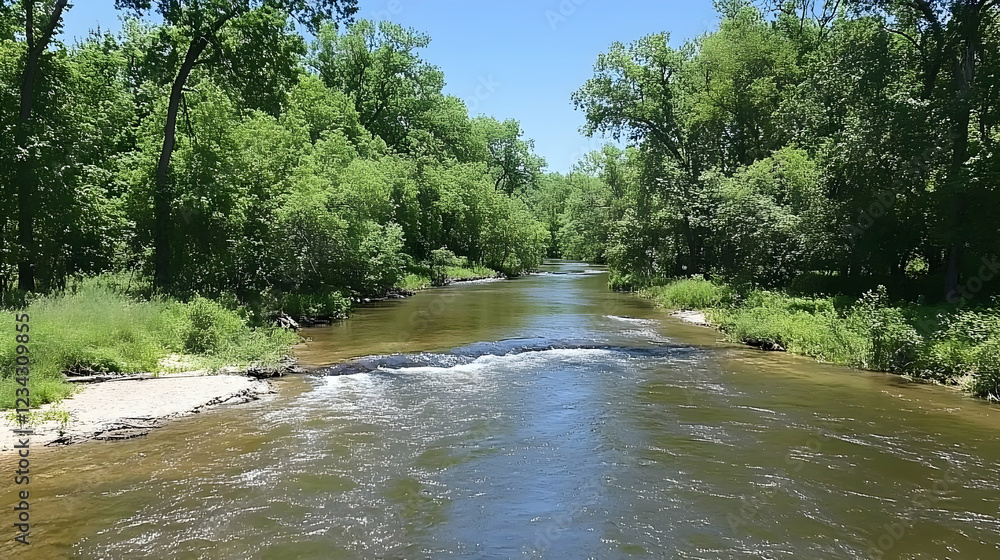 River flowing through lush green forest River flowing through lush green forest