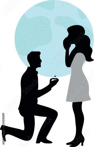 Wallpaper Mural A beautiful and atmospheric silhouette of a couple under the moon, capturing the essence of love and romance. This enchanting illustration depicts two lovers sharing  Torontodigital.ca