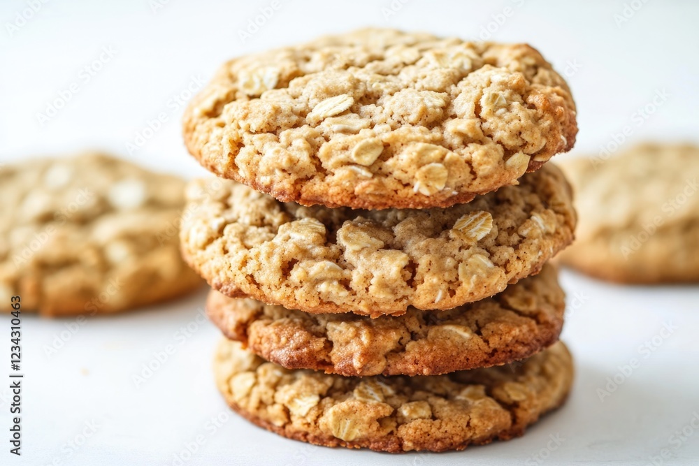 A creative arrangement of oatmeal cookies stacked on top of each other A creative arrangement of oatmeal cookies stacked on top of each other