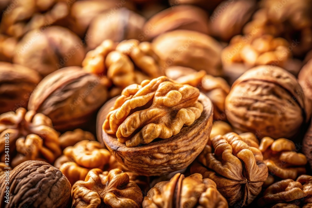 Macro shot of walnut texture: high in antioxidants, fiber, and healthy nutrients. Macro shot of walnut texture: high in antioxidants, fiber, and healthy nutrients.