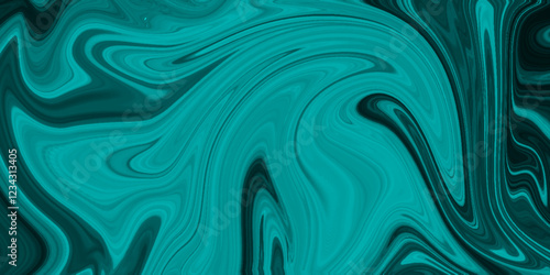 Abstract beautiful teal swirl liquid background. Abstract teal , black swirly wallpaper, wavy pattern texture, aquarelle colors mixing effect abstract backdrop. calm design Marble rock texture blue