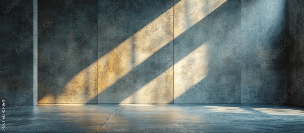 Sunlit Empty Concrete Room Interior. Sunlit Empty Concrete Room Interior.