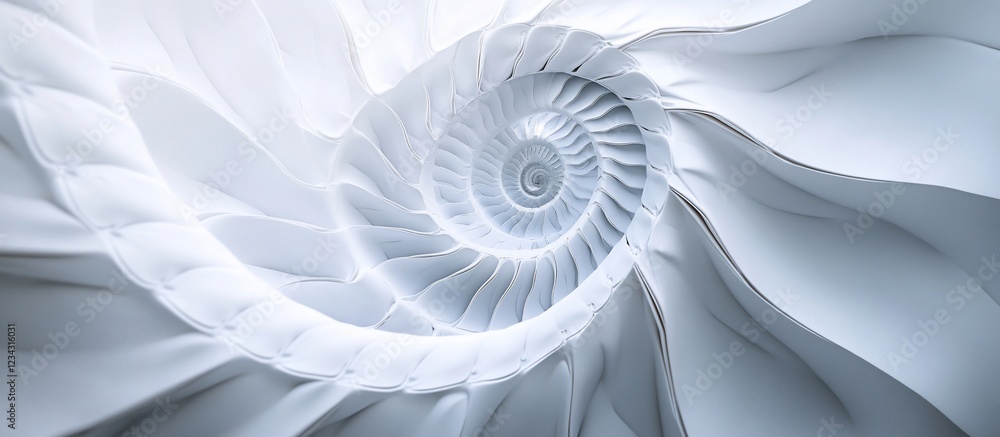 Obraz premium White spiral abstract art, close-up, studio backdrop, design element