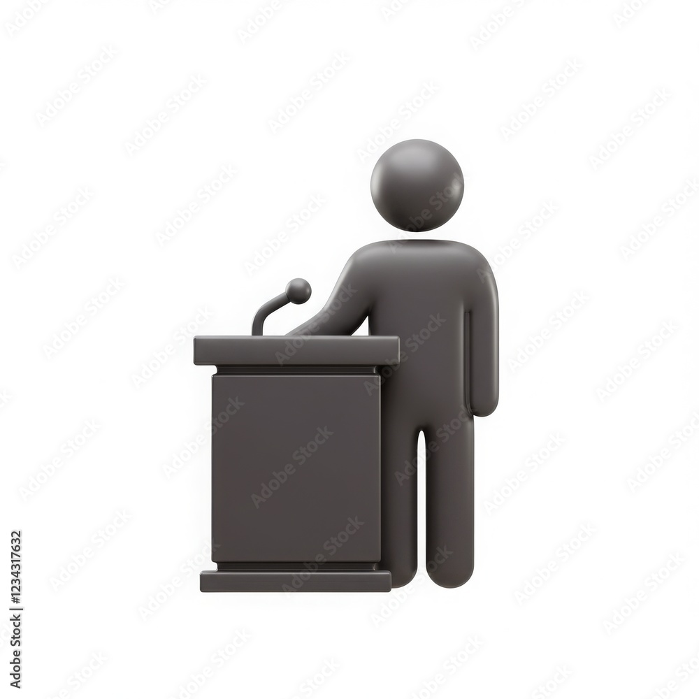 Minimal 3D Icon of Person Standing at Podium Teaching Minimal 3D Icon of Person Standing at Podium Teaching