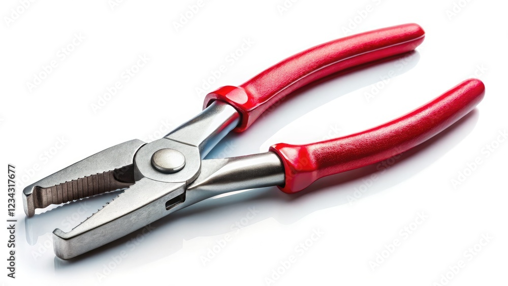 Sharp metal pliers, isolated on white, a professional tool for precise food preparation. Sharp metal pliers, isolated on white, a professional tool for precise food preparation.