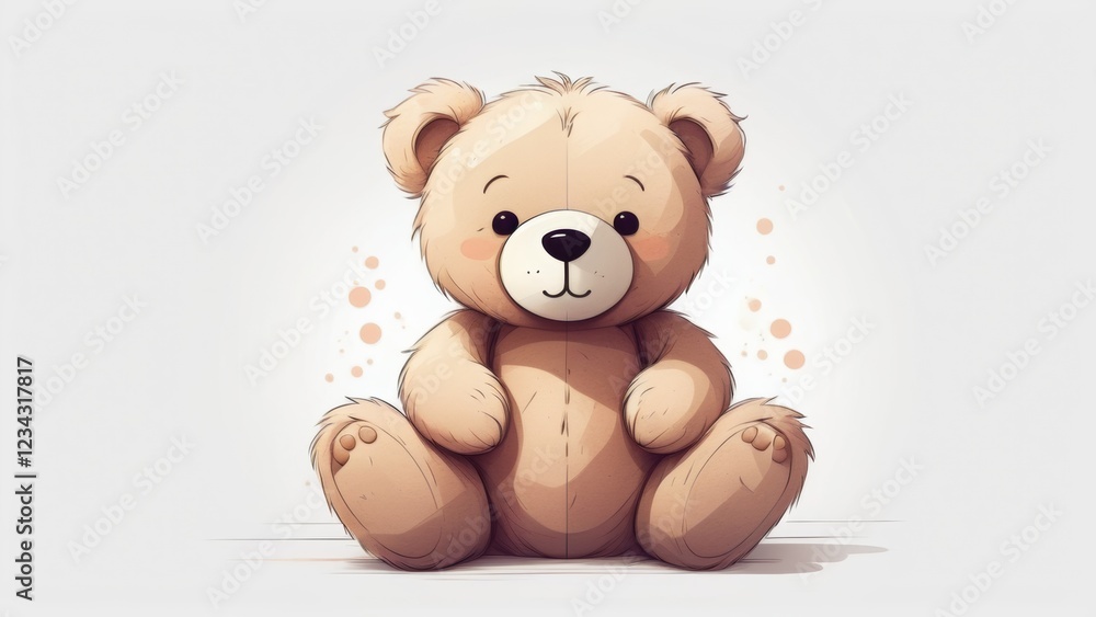 Fluffy teddy bear with a cute face and soft fur, sitting on a clean background. Ideal for children's toys, gift ideas, or cozy home decor concepts Fluffy teddy bear with a cute face and soft fur, sitting on a clean background. Ideal for children's toys, gift ideas, or cozy home decor concepts