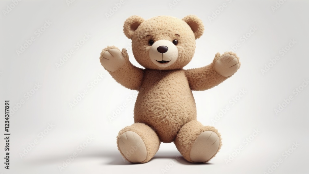 Fluffy teddy bear with a cute face and soft fur, sitting on a clean background. Ideal for children's toys, gift ideas, or cozy home decor concepts Fluffy teddy bear with a cute face and soft fur, sitting on a clean background. Ideal for children's toys, gift ideas, or cozy home decor concepts