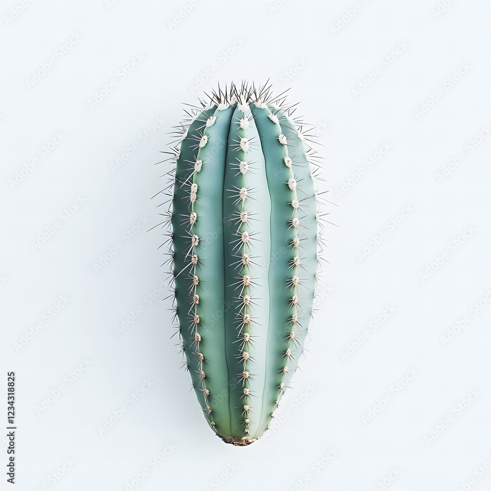 Naklejka premium A minimalistic cactus on a white background, clean aesthetic, modern simplicity