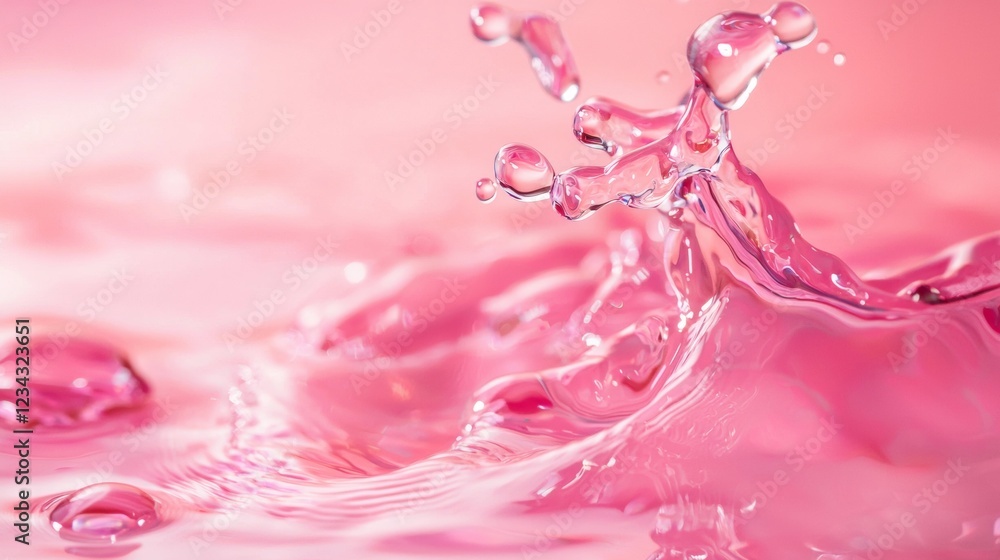 Pink water splash captured in motion on a vibrant background Pink water splash captured in motion on a vibrant background